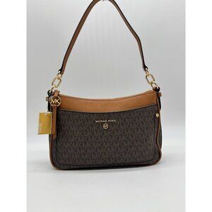 MICHAEL KORS Jet Set logo pouchette shoulder bag -BROWN(No long strap)